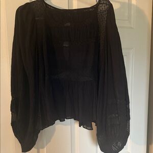 Free People Black Sheer Blouse